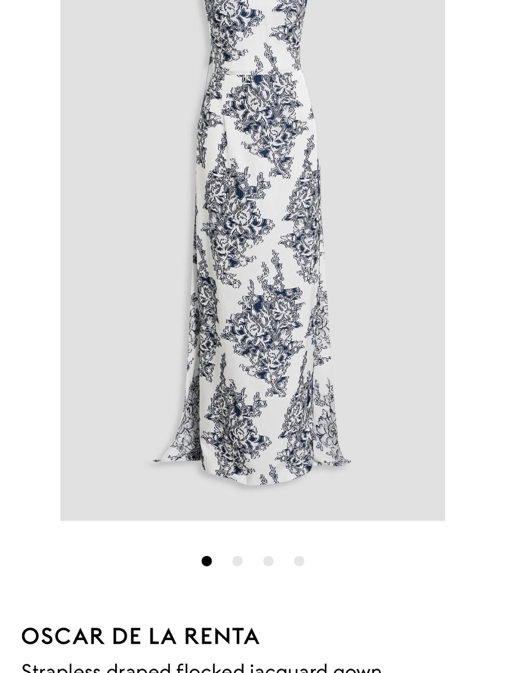 Oscar de la Renta Strapless draped flocked jacquard gown - Picture 3 of 10